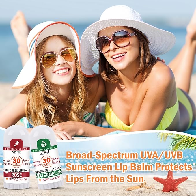 SPF 30 Sunscreen Lip Balm, SPF Lip Balm Bulk 60 Count, Broad Spectrum UVA/UVB Lip Sunscreen with Vitamin E and Coconut Oil- 10 Flavors