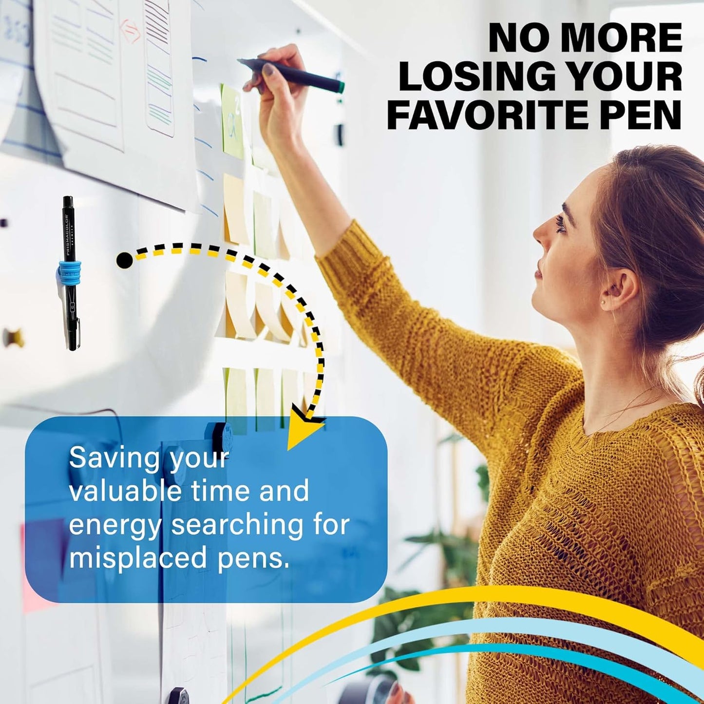 STICK-O PEN Magnetic Pen Pencil Holder - Holds most pens, pecils and thin markers. Ideal for Fridge, Task BoardS, Workshops, Classrooms, Offices and Kitchens. (Five Pack Color)