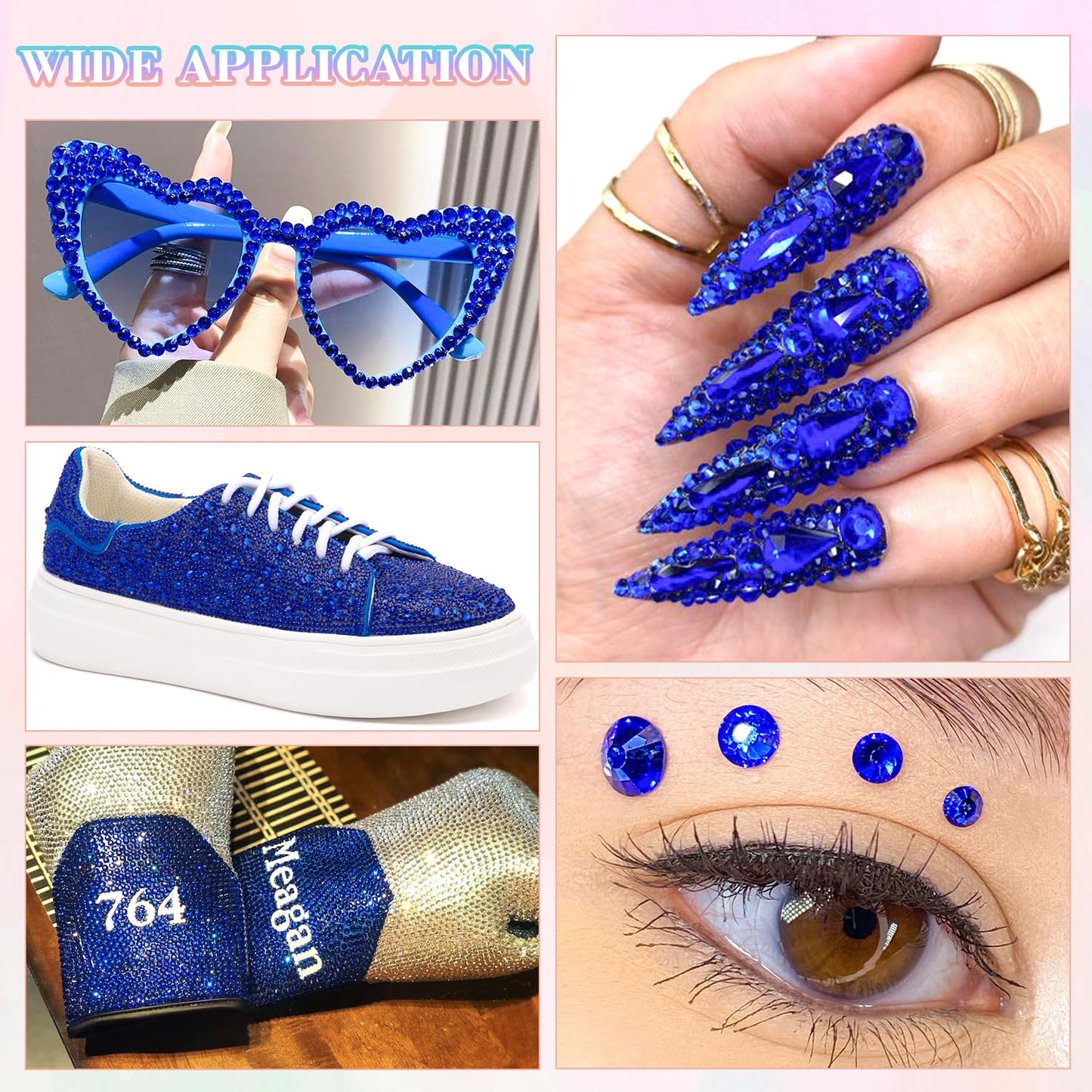 30000Pcs Resin Royal Blue Rhinestones for Bedazzling Crafting with b7000 Jewelry Glue, Bulk Flatback Gems Bedazzler Kit for Crafts Clothes Shoes Fabric Nail Diamond Art, Assorted Size 2/3/4/5/6mm