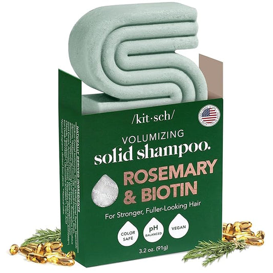 Kitsch Rosemary & Biotin Shampoo Bar - For Hair Growth, Strengthening, Thickening & Volumizing Shampoo for Women and Men - Free of Parabens, Sulfates & Silicones - Made in USA - 3.2 oz