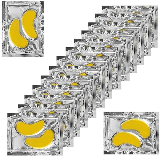48Pcs/24Pairs 24K Gold Gel Crystal Collagen Eye Pads, Under Eye Mask for Moisturizing, Fine Lines, Dark Circles& Puffy Eyes Under Eye Patches