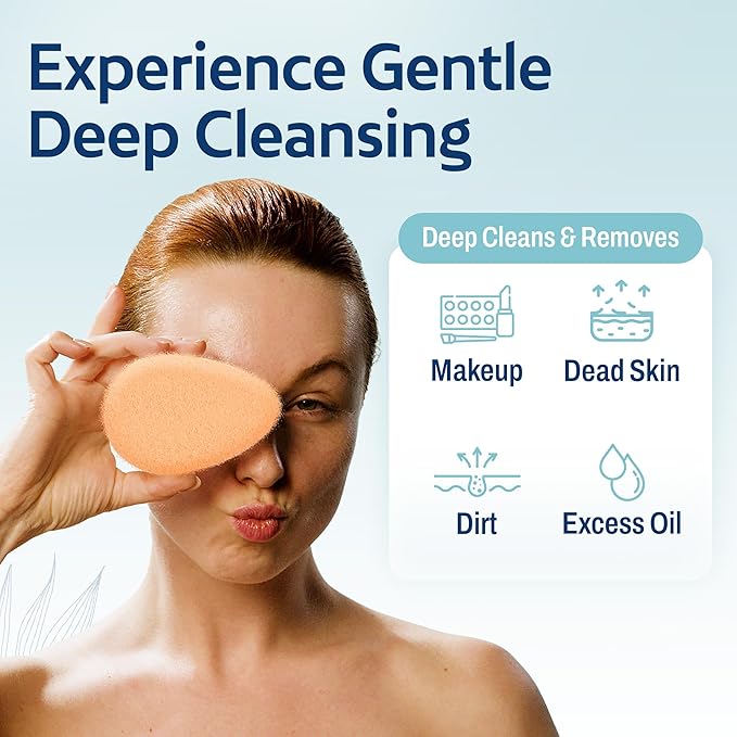 HartFelt 2ct Tear Drop Gentle Face Scrubber for Women | Reusable Facial Sponges for Daily Cleansing | Facial Exfoliating Pads for Removing Dead Skin, Dirt & Makeup | Made in USA