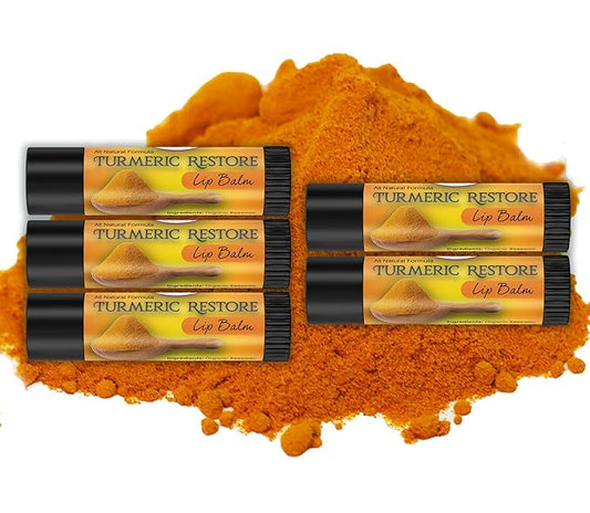 Turmeric Lip balm (3 Pack) | Natural Lip Balm | Organic Lip Balm | Natural Lip Balm | Lip Moisturizer | 100% Natural Ingredients | Habbie Beauty Supplies (5 Pack)