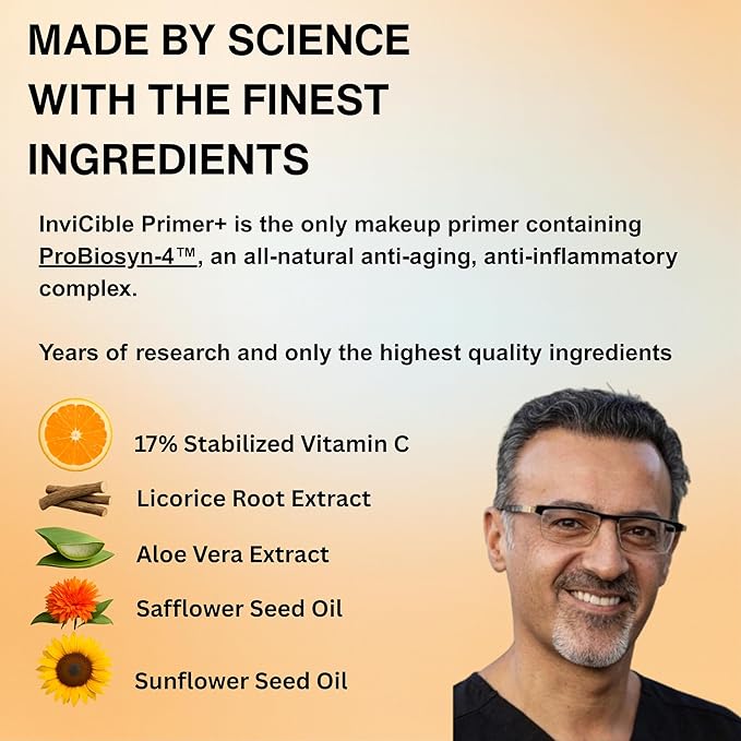 5 in 1 Primer For Face Before Makeup | 17% Vitamin C | All Day Grip | Dark Spot Corrector | Silky Matt Finish | Chemical Free | Vegan | All Skin Types | Made in America | 1fl oz