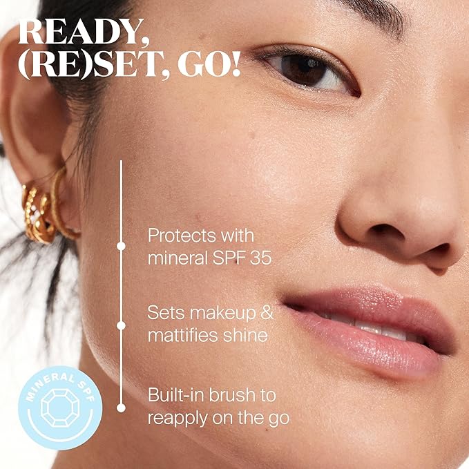 Supergoop! (Re) setting Mineral Powder, Light - 0.15 oz - Makeup Setting Powder + Broad Spectrum SPF 35 PA+++ Sunscreen - With Ceramides, Olive Glycerides & Coated Silica Spheres