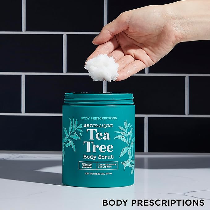 Body Prescriptions Exfoliating Body Scrub – Body Cleanser for Nourished, Ultra-Smooth Skin, Tea Tree