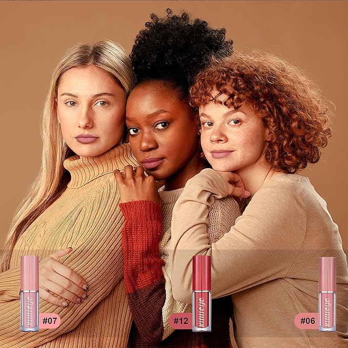 12Pcs Velvet Matte Liquid Lipstick Set, Waterproof Long Lasting Quick-drying Non-Stick Cup Nude Lip Stain Kit, Up to 24H Wear, Professional Lip Makeup Gift Kit for Women (SET A)