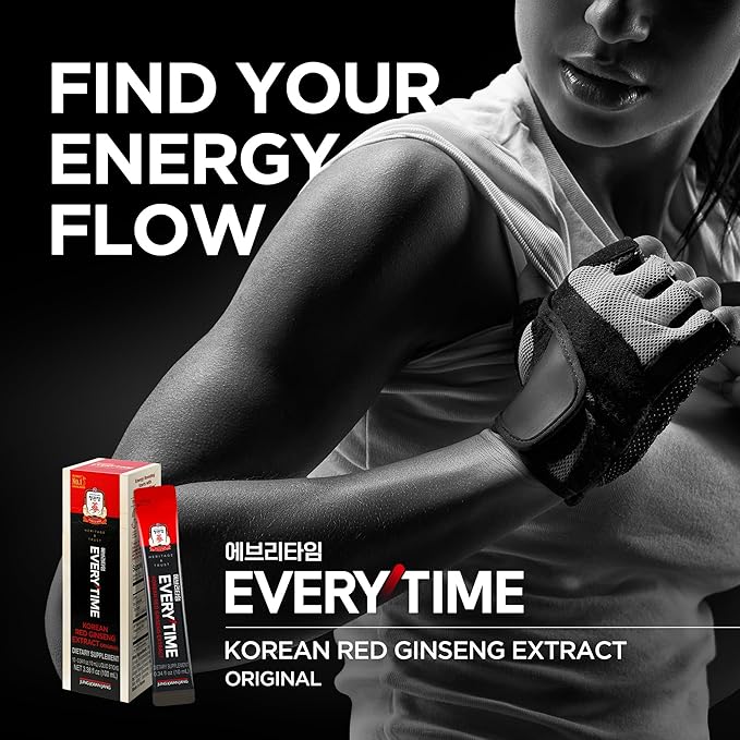 JungKwanJang Everytime Korean Red Ginseng Extract Stick 3,000mg Original - Adaptogen Energy Drink Liquid Stick Supplements - Energy Boost & Immune Support, Caffeine Free (30 Sticks)