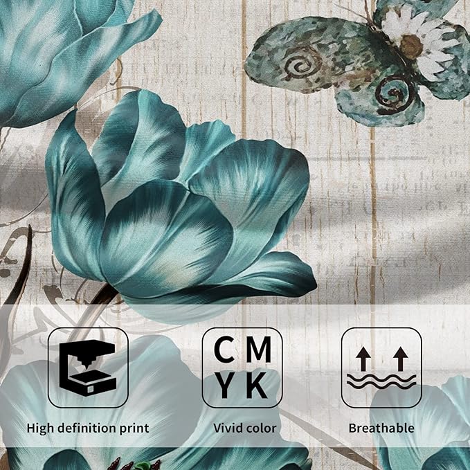 Giwawa Teal Tulip Hand Towels Set of 2 Spring Floral Soft Absorbent Decorative Bath Towel Kitchen Dish Guest Towel for Home Spa Yoga Sport