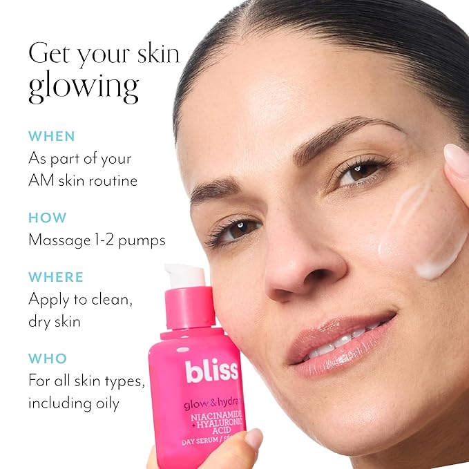 Bliss Glow & Hydrate Niacinamide Serum | 5% Niacinamide + Hyaluronic Acid + Antioxidants | Clinically Balanced for Brighter, Smoother, Hydrated Skin |Clean, Vegan & Cruelty-Free | 1 Fl Oz