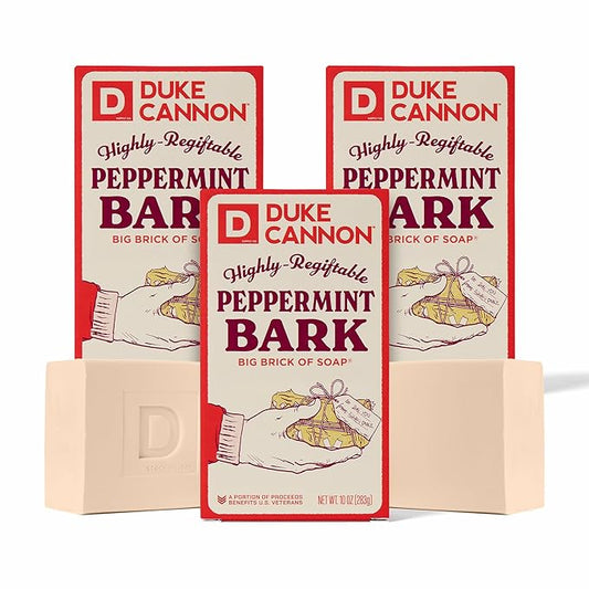 Duke Cannon Supply Co. Big Brick of Soap Bar for Men Holiday Edition - Peppermint Bark (Peppermint Scent), 10 oz. (3 Pack)