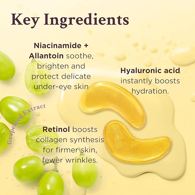 MATKAS Retinol Renewal Gold Under Eye Mask - 20 Pairs, Best Eye Patches for Puffy Eyes and Dark Circles, Collagen Under Eye Patches for Women, Gel Under Eye Masks for Dark Circles and Puffiness