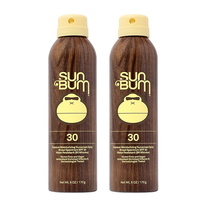 Sun Bum Original SPF 30 Sunscreen Body Spray - Broad Spectrum Moisturizing Sunscreen with Vitamin E - Hawaii 104 Act Compliant (Made without Octinoxate & Oxybenzone) - 6 oz (Pack of 2)