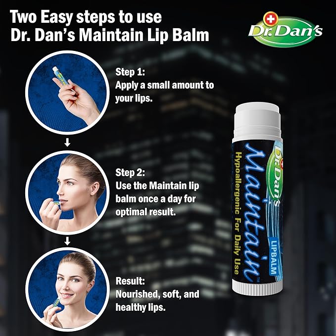 Dr. Dan's Maintain Lip Balm - Perfect for Cortibalm Aftercare, Mild Ingredients & Beeswax, Vitamin E Enriched for Moisturizing Dry Lips, Ensures Smooth, Soft Feel, 1 Pack