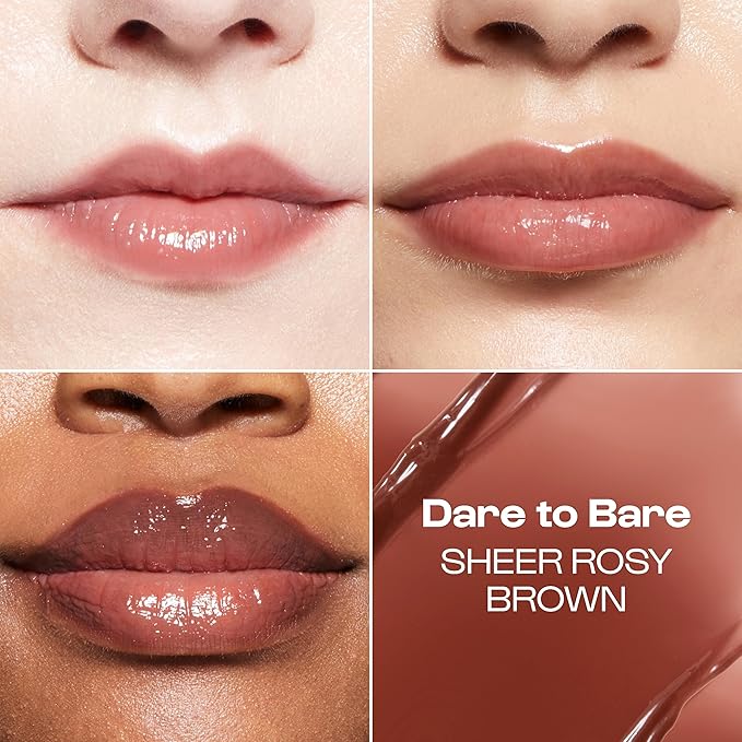 Alleyoop Glossy Lip Balm - Lip Goals, Dare to Bare (Sheer Rosy Brown) - Hydrating & Moisturizing Lip Care for Cracked Lips - Natural Plumping Lip Moisturizer That Smooths, Soothes, & Protects - Vegan
