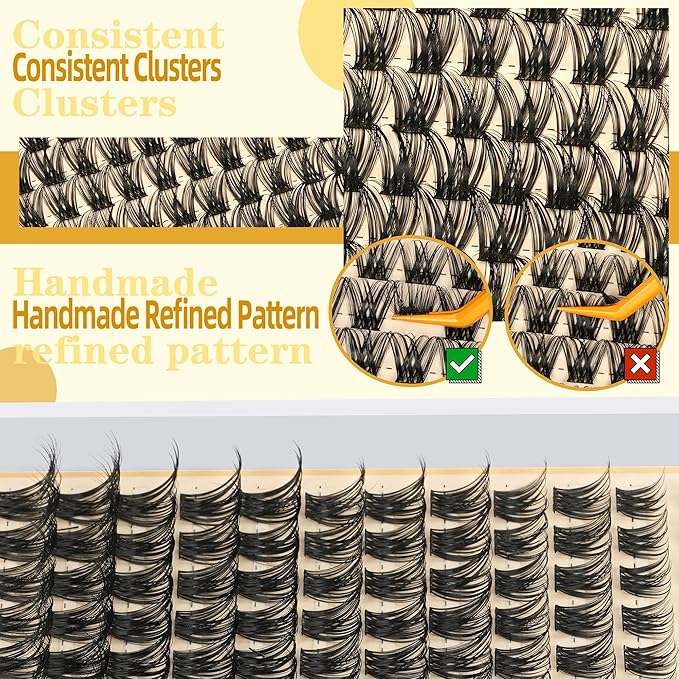 Eyelash Clusters 10-18mm Wispy Lash Clusters D Curl DIY Cluster Lash Extension Kit Individual Lashes Kit With Bond & Seal, Glue Remover, Tweezers(LF01 Lashes Set)