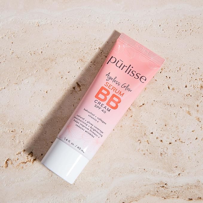 pūrlisse Ageless Glow Serum BB Cream SPF 40 - Glow BB Cream with SPF Enriched with Bakuchiol & Vitamin C to Help Improve Firmness & Reduce Wrinkles for Dewy Skin - Fair (1.4 oz)