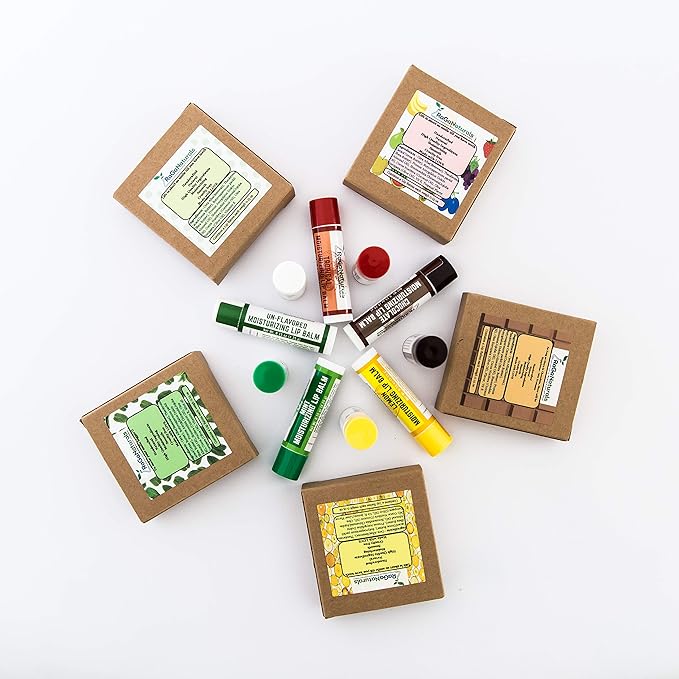 All Natural Lemon Moisturizing Lip Balm Gift Ornament for Holiday Stocking Stuffers, All Day Hydration, Original beeswax, Shea butter, Jojoba oil, Vitamin E and Love - Pack of 4 Tubes