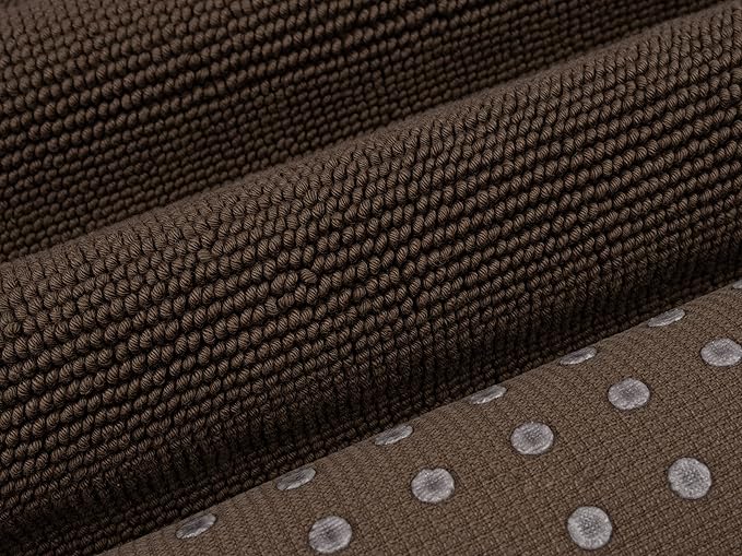 Cotton Paradise 100% Cotton Non Slip Bath Mats for Bathroom, 20x34 inch Soft Absorbent Quick Dry Machine Washable Floor Bath Mat, Brown Bath Rug