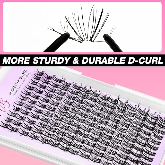 VEYESBEAUTY Lash Clusters Eyelash Extensions Thin & Invisible Band DIY Individual False Eyelashes Newbie's Five-Second Series Wispy Lash Tray for Self-application, Sylph Lashes 8-18mm Mixed Length