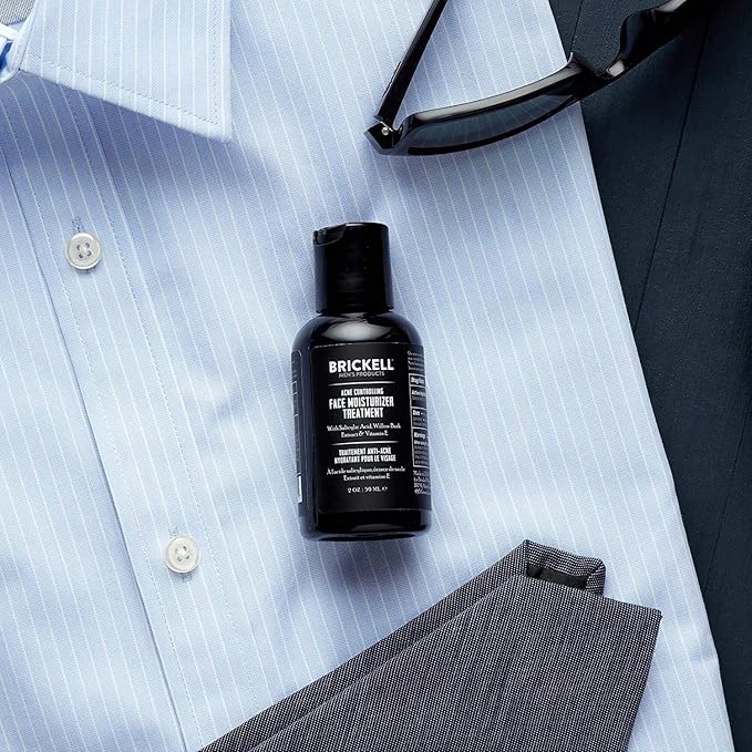 Brickell Men's Acne Controlling Face Moisturizer Treatment for Men, Natural and Organic Face Moisturizer Treatment to Clear Acne, Even Skin Tone and Moisturize Skin, 2% Salicylic Acid, 2 Ounces