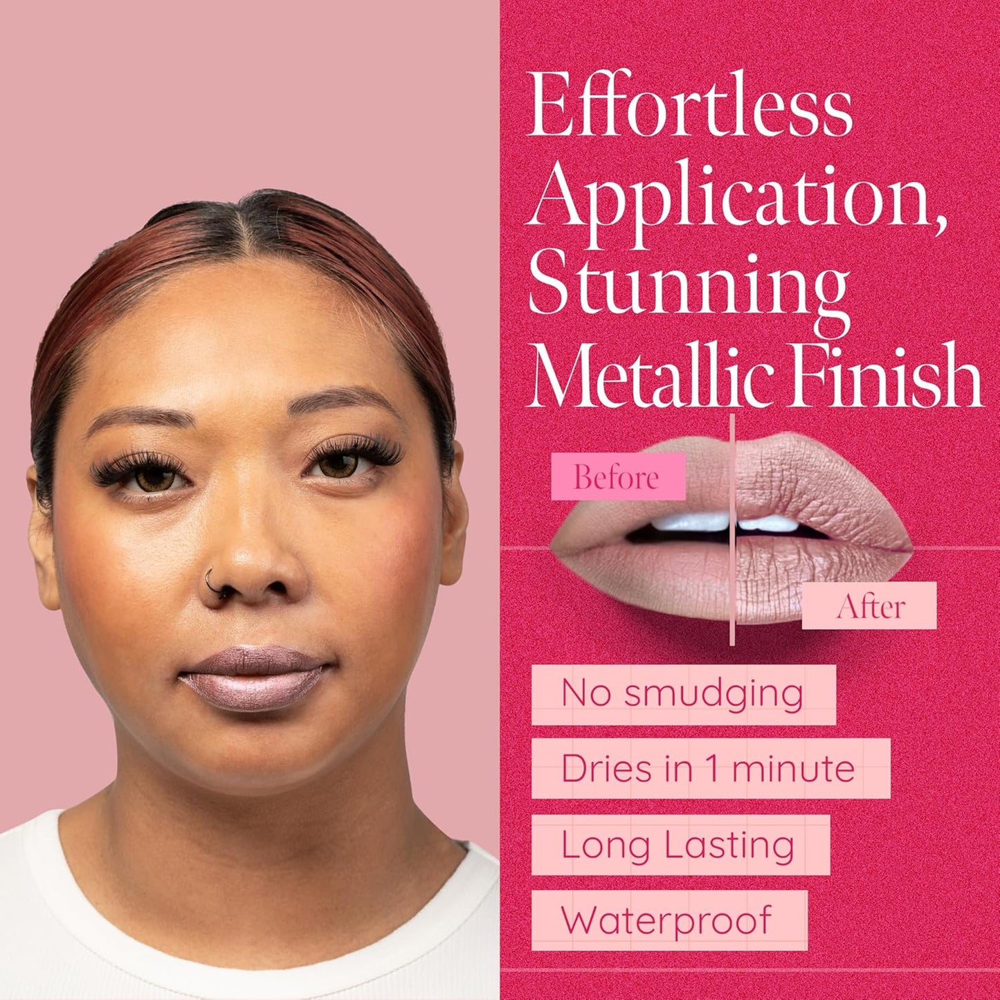 Aromi Metallic Liquid Lipstick | Light Brown Nude Lip Color for Women, Long-lasting, Shimmery Finish, Vegan (Brown Sugar)