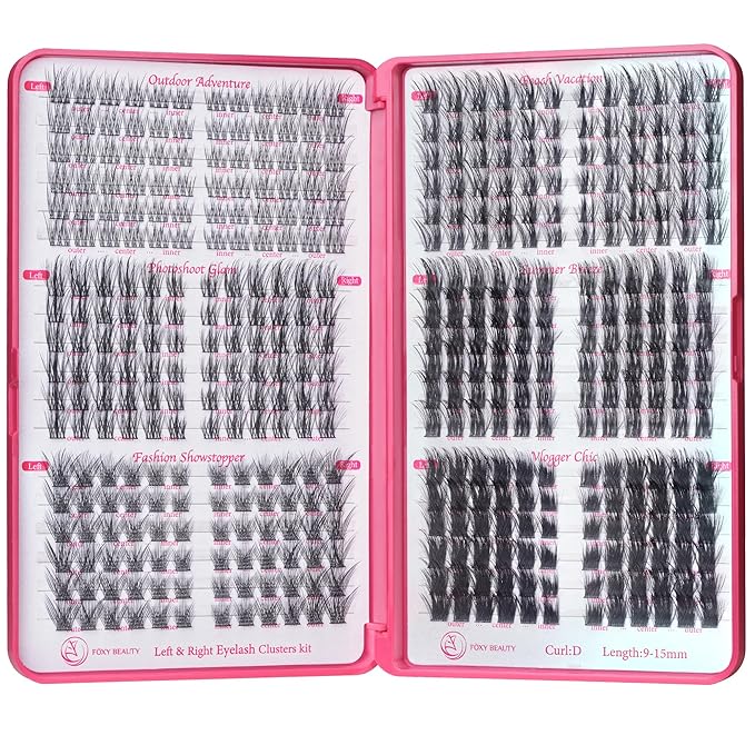 Fluffy Lash Clusters - 360Pcs Natural 0.05D Eyelash Clusters, Left & Right Eyelashes, Urtra Lightweight Cat Eye Clusters for Starter DIY at Home(Eyelashes Only）