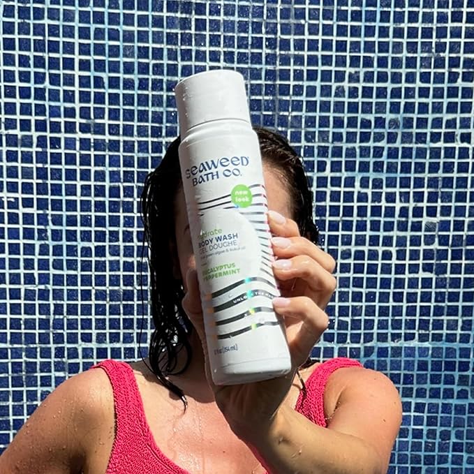 Seaweed Bath Co. Hydrate Body Wash, Eucalyptus Peppermint Scent, 12 Ounce, Shower Gel for Men & Women, Vegan, Paraben Free, Sulfate Free, Cruelty Free