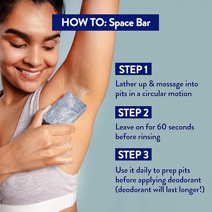 Megababe Underarm Bar Soap - Space Bar | With Detoxifying Charcoal for Odor Control | 4.5 oz - 3 Pack