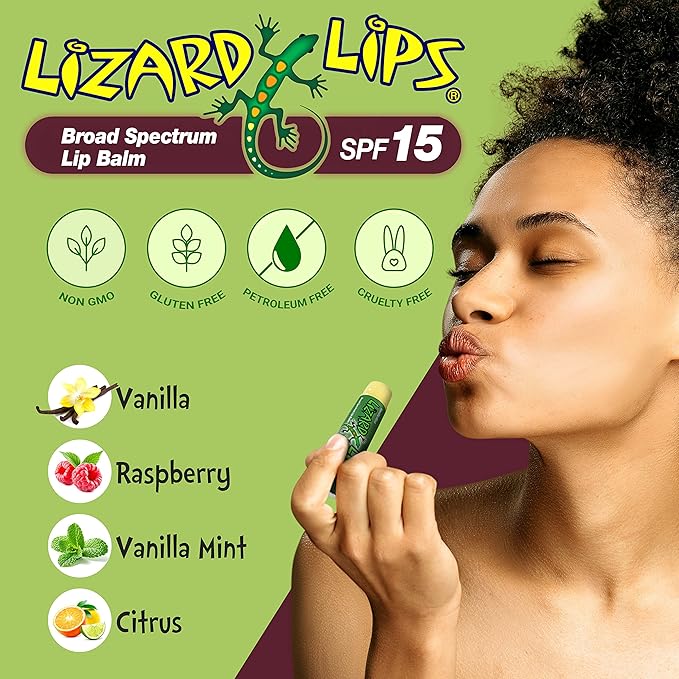 Lizard Lips SPF 15 Lip Balm (4 Flavor Variety)