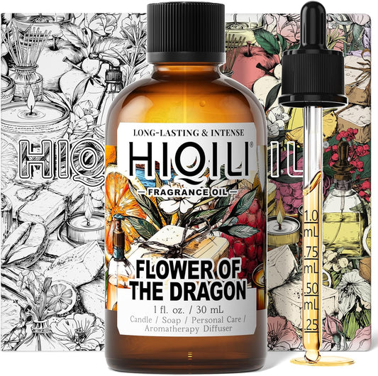 HIQILI Flower of The Dragon Fragrance Oil for Diffuser, Inspired by Td.Orient Fiore-deDrago, Candle, Soap, Perfume & Linen Spray Making, Vanilla Cream Scent, Long-Lasting Aroma - 1 Fl Oz