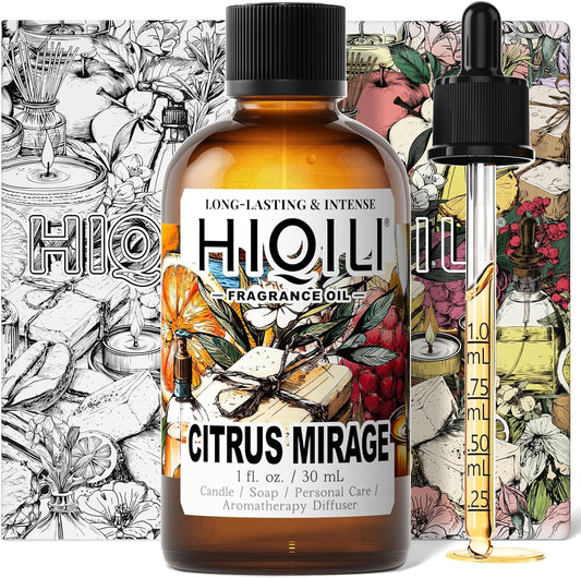 HIQILI Citrus Mirage Fragrance Oil for Candle & Soap Making, Perfect for Scent Diffuser & Humidifier, DIY Multi-Use Cleaner - 1 Fl Oz
