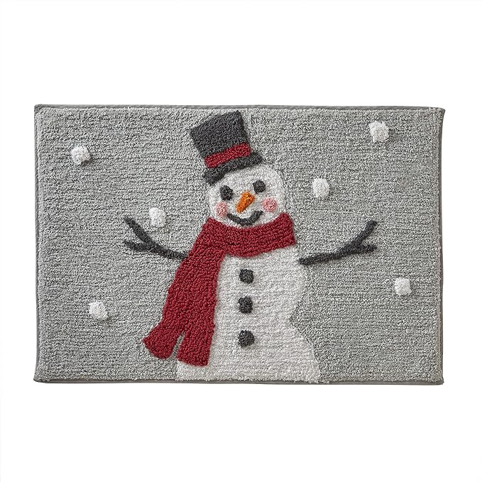 SKL Home Christmas/Winter Whistler Snowman Rug for Bath/Kitchen & Gift, Gray