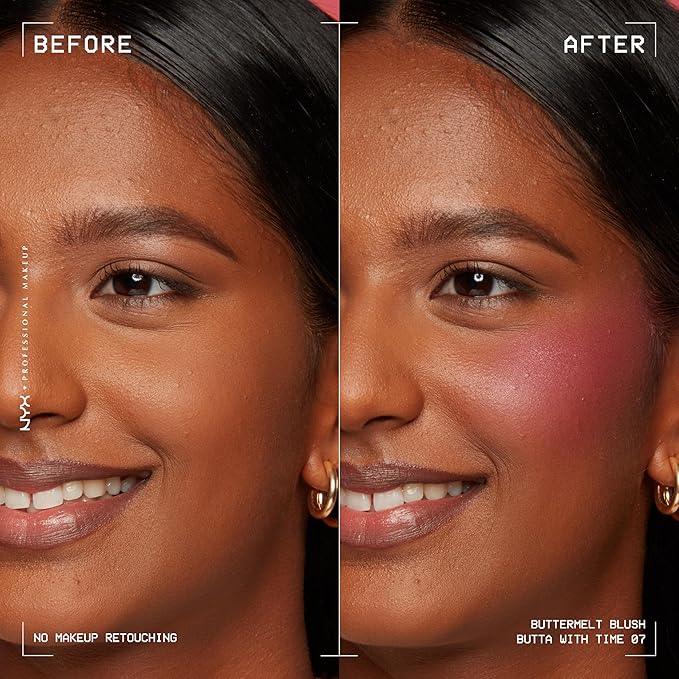 NYX PROFESSIONAL MAKEUP Buttermelt Powder Blush, Fade and Transfer-Resistant Blush, Up to 12HR Make Up Wear, Vegan Formula - Butta With Time