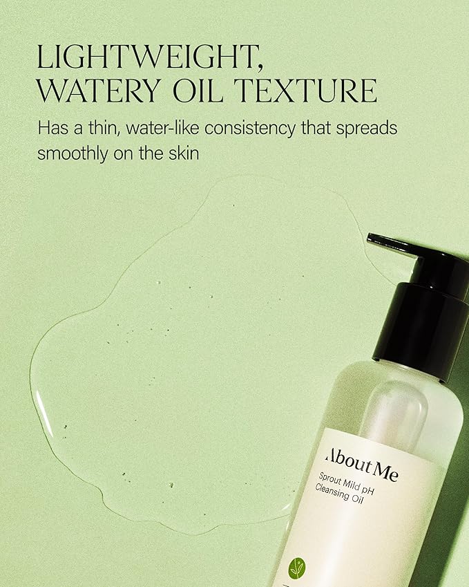 About Me Sprout Mild pH Cleansing Oil – Korean Single Step Oil Cleanser for Sensitive Skin – Daily PHA Gentle Exfoliation with Wheat & Broccoli Sprout – Korean Skin Care – 6.59oz, 195ml