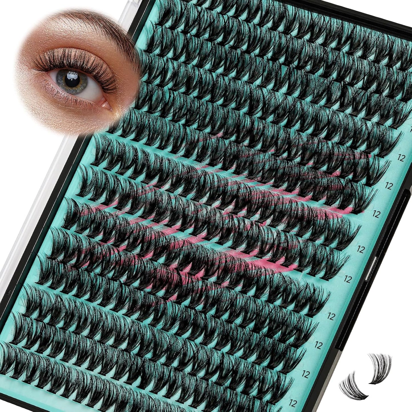 Lash Clusters Wispy 280PCS Eyelash Extension 60D Cluster Lashes Individual Lashes DIY Lash Extension Natural Look Cluster Eyelash Extensions Soft False Eyelashes at Home for Beginners(12mm)