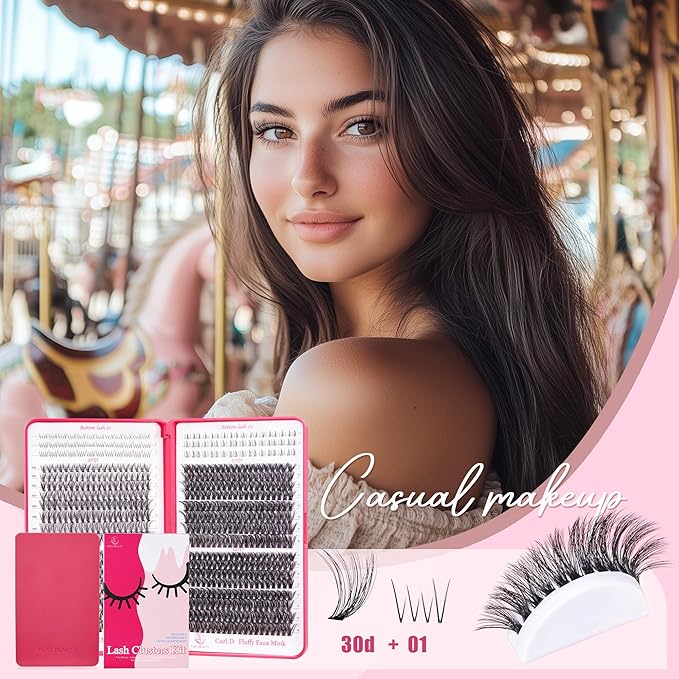Lash Clusters - Lash Clusters with Bottom Lashes Lash Clusters 30D40D50D60D Fluffy Wispy EyeLash Clusters D Curl No Adhesives Included