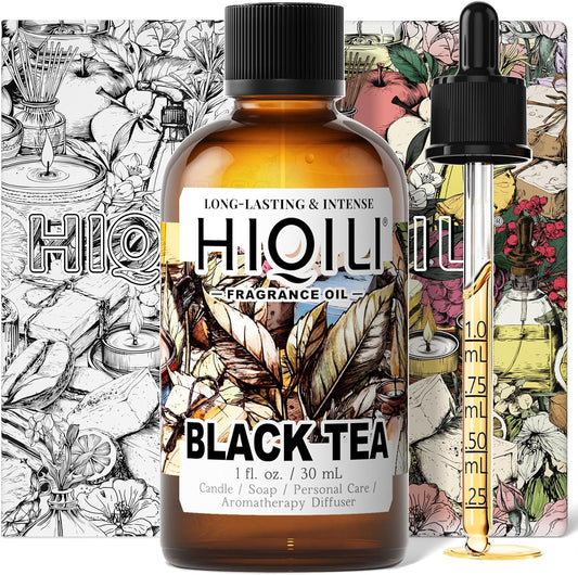 HIQILI Black Tea Fragrance Oil for Diffuser & Car Air Freshener, Long-Lasting Hotel Scent, Candle & Soap Making Supplies - 1 Fl Oz