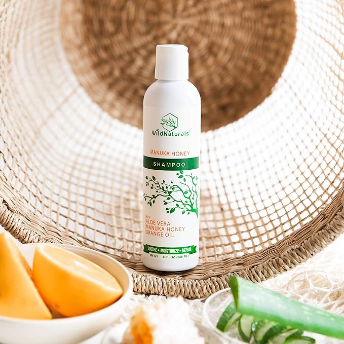 Manuka Honey Shampoo and Conditioner - Soothing Moisturizing Formula for Eczema, Psoriasis, Curly Hair, and Color-Safe - All Natural Set