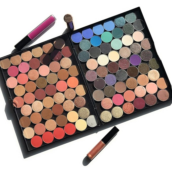 The Adept Palette in Singularity Black - Double Sided Magnetic Empty Palette with Divider, Holds Over 100 Single Round Standard Sized Eyeshadow Pans, Hardshell Case