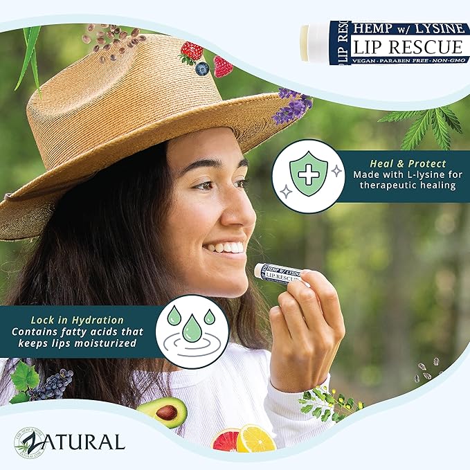 Zatural Ultra Moisturizing Hemp Lip Balm Heal & Protect with L-Lysine and Hemp With Vitamin E and Omgeas Soft & Smooth Lips (3)