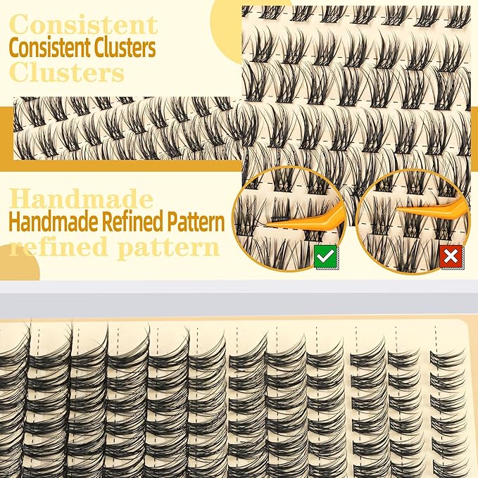 Eyelash Clusters 10-18mm Wispy Eyelash Clusters D Curl DIY Cluster Lash Extension Kit Individual Lashes Kit With Bond & Seal, Glue Remover, Tweezers(LF03 Lashes Set)