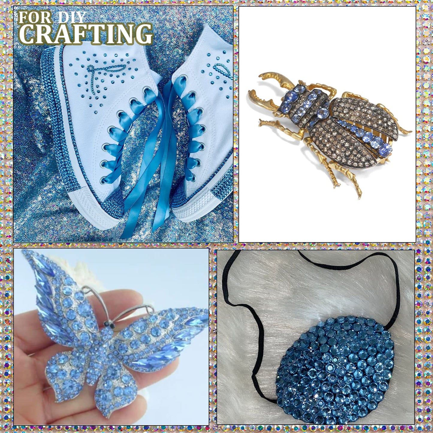 Two Packs of Flatback Rhinestones 4520 Pcs Colorful Nail Art Rhinestones Flatback Crystal Colorful+Sky Blue Rhinestone with Picker Pencil and Tweezer for Nail Art and Decoration