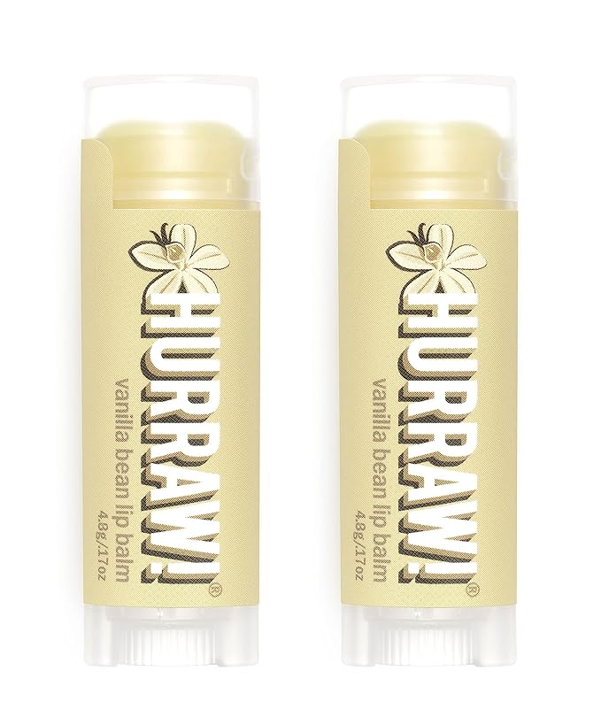 Hurraw! Vanilla Bean Lip Balm, 2 Pack: Organic, Certified Vegan, Cruelty and Gluten Free. Non-GMO, 100% Natural Ingredients. Bee, Shea, Soy and Palm Free. Made in USA