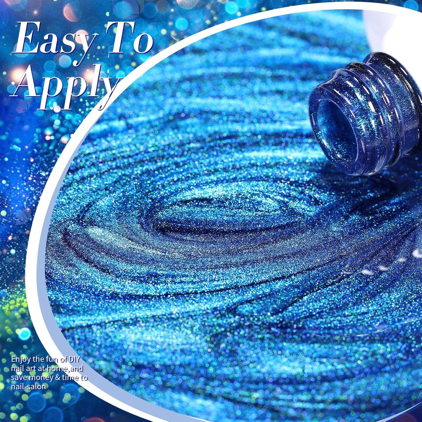 Born Pretty Cat Magnetic Eye Gel Nail Polish, Blue Glitter Cat Magnetic Gel Nail Polish, Holographic Magnetic Nail Polish for Nail Art Manicure Salon DIY at Home 15ML