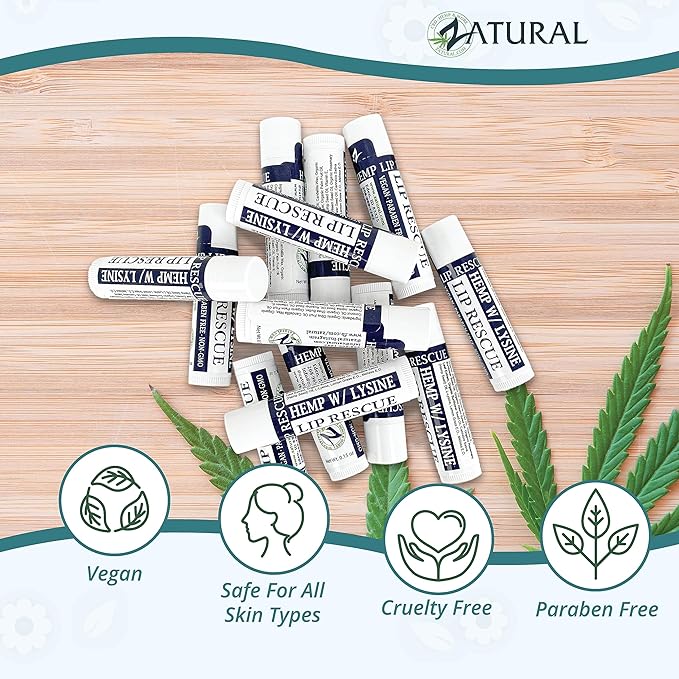 Hemp Lip Balm with L-Lysine-Heal, Moisturize, Protect (5)
