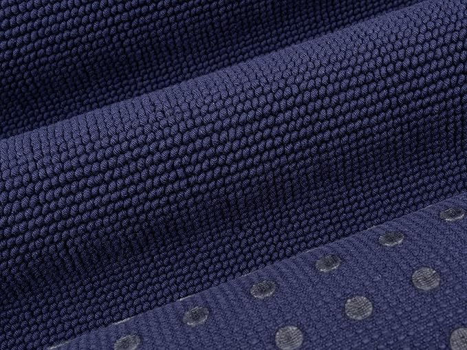 Cotton Paradise 100% Cotton Non Slip Bath Mats for Bathroom, 17x24 inch Soft Absorbent Quick Dry Machine Washable Floor Bath Mat, Navy Blue