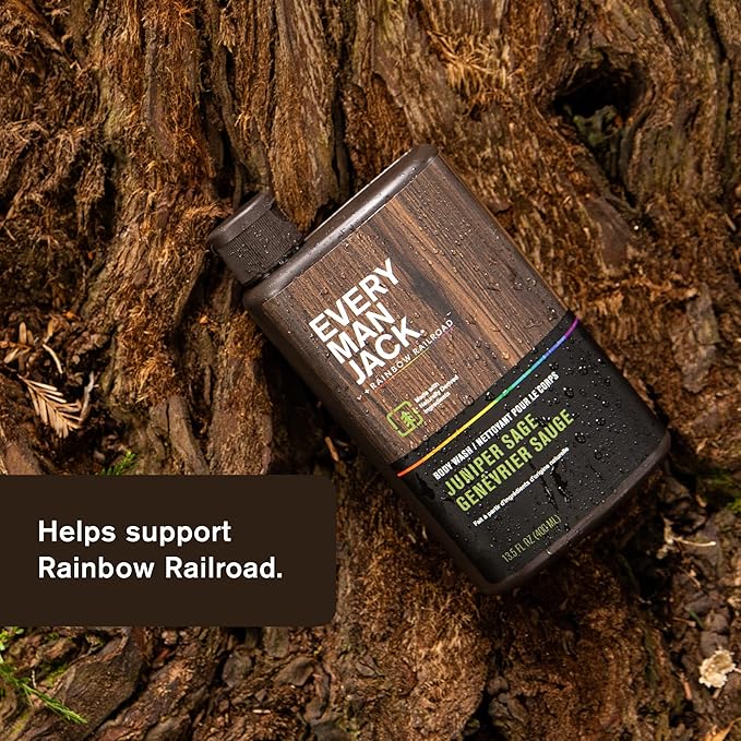 Every Man Jack Hydrating Body Wash for all skin types - Juniper Sage fragrance - Naturally Derived Ingredients - Cleanse, Nourish, and Hydrate Skin -Paraben Free, Phthalate Free, Dye Free-13.5oz - 2pk