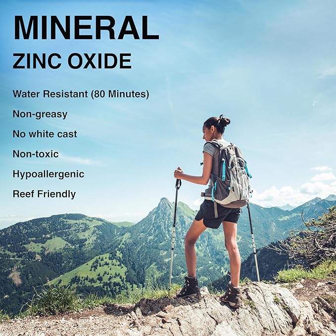 Surface Mineral Sunscreen Lotion SPF 50, Lightweight Non-Nano Zinc Oxide Formula, Reef Friendly, Broad Spectrum UVA UVB Protection, Water Resistant Sun Care for 80 Minutes Outdoor Use, Tinted, 3oz