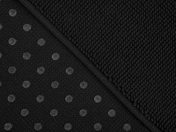 Cotton Paradise 100% Cotton Non Slip Bath Mats for Bathroom, 20x34 inch Soft Absorbent Quick Dry Machine Washable Floor Bath Mat, Black Bath Rug